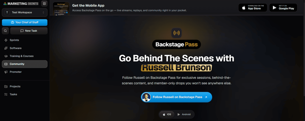 Russell Brunson's Marketing Secrets AI - Backstage Pass